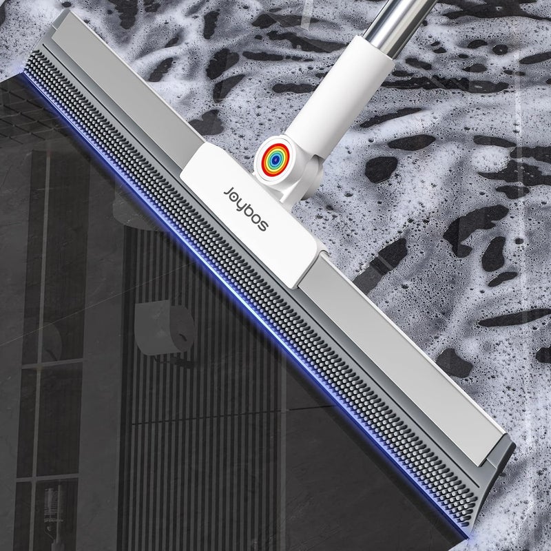 Joybos Rubber Squeegee Broom for Floor,Upgrade 62" Long Handle Window Squeegee, 2 Cleaning Cloths, Silicone Pet Hair Remover,Magic Squeegee Broom Removes Water Spots, Stains, Grease, and Glass Surfaces. - Image 1